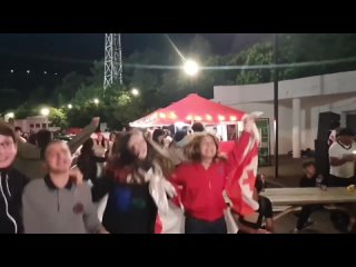 how georgia celebrates the victory over the star ronaldo and his portuguese team in tbilisi. euro 2024 {27 06 2024}